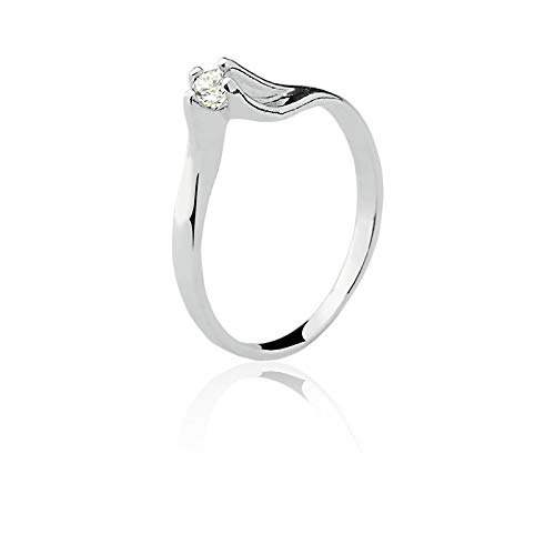 ANEL PRATA 950 SOLITÁRIO TORCIDO ZIRCONIA SWAROVSKI (Branco, 19)