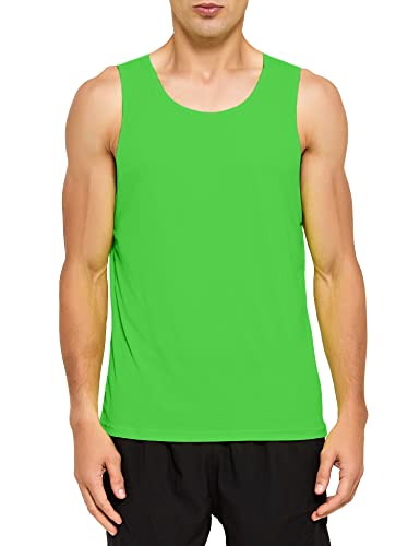Demozu Herren Neon Athletic Tank-Top, schnelltrocknend, leicht, Fitnessstudio, ärmellos - Grün - 3X-Groß