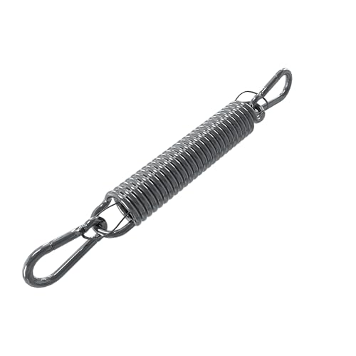ONPIRA® Schwingfeder für Hängesessel,Sonnensegel, Hängematte, inkl. Stahlsicherungsseil und 2X Karabinerhaken bis 180kg belastbar Hollywoodschaukel, Aufhängung zum sanften & sicheren Schwingen