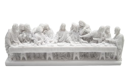 Vittoria Collection 8.8 Inch The Last Supper Statue Sculpture 12 Apostles and Jesus Figurine Home Decor Elegant White