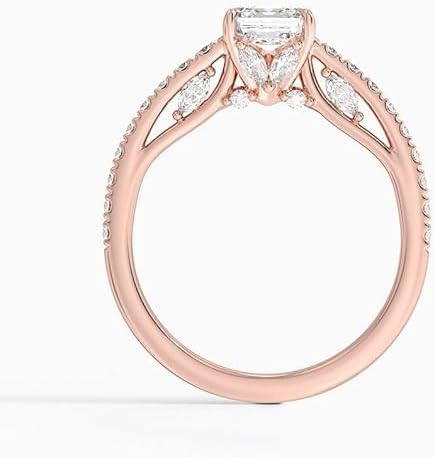 Asscher Cut Moissanite Engagement Ring, 1–5 Carat Colorless VVS1 Nature Inspired Ring, 925 Sterling Silver, 10K 14K 18K Solid Gold, Bridal Promise Ring for Women