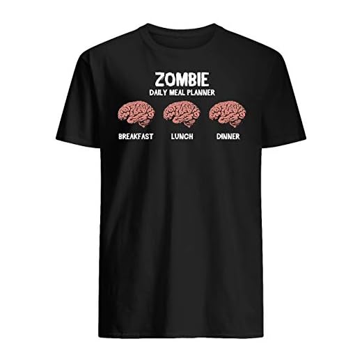 Vinsaco Zombie daglig måltidsplanerare frukost lunch middag halloween t-shirt, Svart, XL