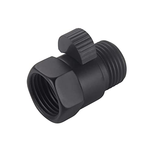 Image of Matte Black Water Flow Control Valve, 1/2" Shower Head with Shut Off Valve, Brass Shut Off Valve for Handheld Shower, Water Pressure Regulator Replacement for Shower System