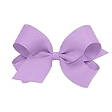 Wee Ones Girls' Classic Grosgrain Hair Bows with Plain Wrap Center, No-Slip Hair Clip, Handmade, Light Orchid, Large