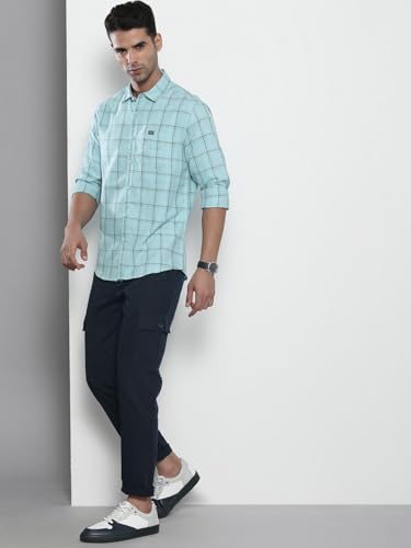 Image of The Indian Garage Co Men Slim Fit Solid Mid-Rise Cargos