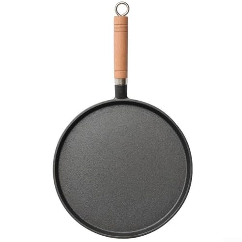 babominimer Cast Iron Pancake Pan With Wooden Handle Thickened Skillet For Home Cooking,20Cm 23Cm 26Cm Black Pre-Seasoned Frying Pan For Crepes Pancakes Tortillas(23cm)