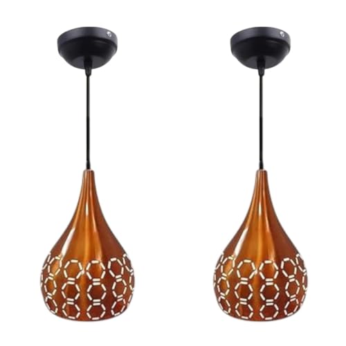 Image of GreyWings Modern OrangeDome Laser Cut Hanging Pendant Light for Ceiling, Aluminium, Drop, Antique Decor,(Bulb is not Included) Big Pack of 2
