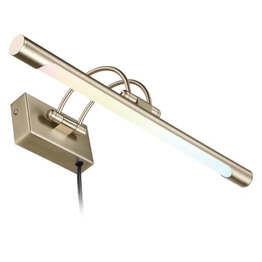 LEONLITE 15.75 Inch LED Picture Light, Swivel Full Metal Artwork Lamps, 8W, CRI90+, 3000K Warm White, Art Lighting, Plug-n-Play & Hardwire, UL-Listed Power Cord, Antique Brass