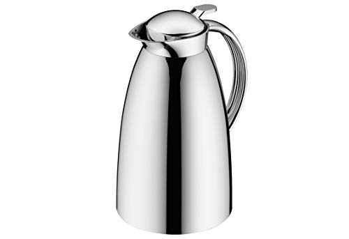 alfi Thermoskanne Gusto, Edelstahl poliert 1 Liter, alfiDur Glaseinsatz, auslaufsicher, Isolierkanne hält 12 Stunden heiß,3562.000.100 ideal als Kaffeekanne oder als Teekanne,Stainless Steel Polished