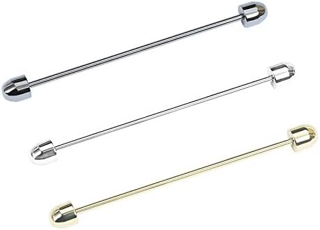 3PCS Men's Classic Brass Shirt Collar Bar Tie Pins Set for Wedding Business with Gift Box (Bullet Head)