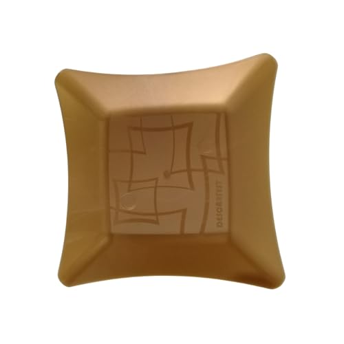 Prato Quadrado Descartável Refeição - 10 Unidades (DOURADO)