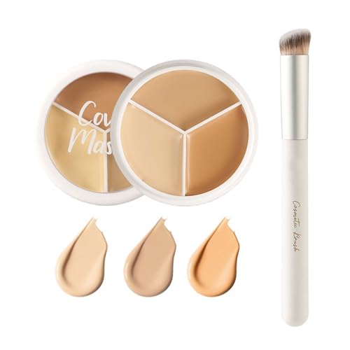 Palette de correcteurs 3 en 1 Crème correctrice complète Brosse incluse Haute couverture Anti-cernes Pour le visage Imperméable et durable