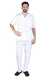 Natural Uniforms Comfortable Fit Men's Workwear Uniform 8 Pocket Top and Pant Set M White