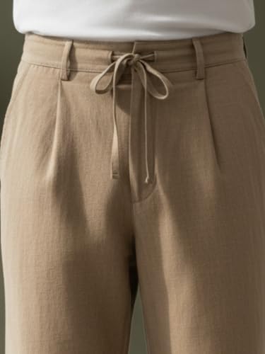 Image of Rigo Men Linen Straight Fit Korean Pants | Cotton Linen Regular Size Casual Trousers