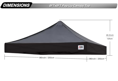 Image of ABCCANOPY Replacement Canopy Top for Pop Up Canopy Tent 8x8 Black
