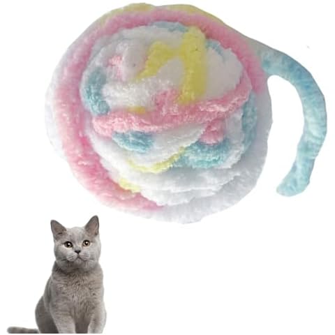 Febuliy Cat Ball Toy,Kitten Toys for Indoor Kittens,Cat Yarn Ball Toy Fun Interactive Bite Resistance Woolen Yarn Cat Ball Toy with Bell for Cats Kittens Puppies (Colorful (White)) Cover