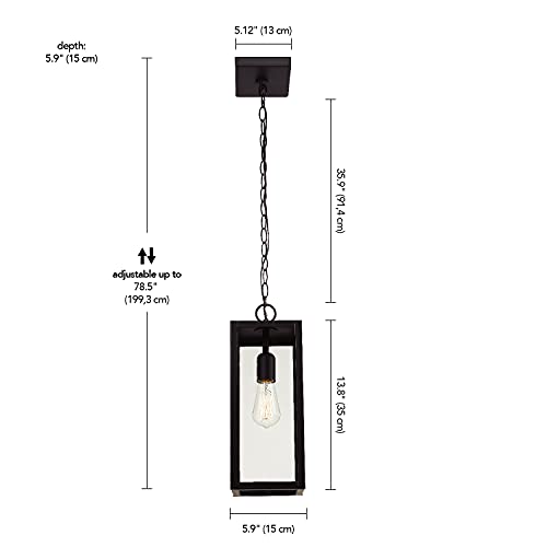 Globe Electric 44773 1-Light Outdoor Pendant, Matte Black, Clear Glass Shade, E26 Base Socket, Kitchen Island, Café, Ceiling Hanging Light Fixture, Modern, Vintage, Home Improvement, Porch Light #TOP6