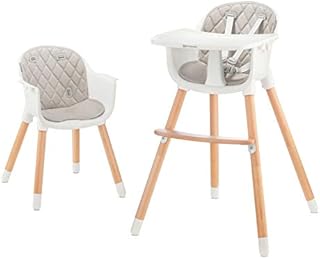 Kinderkraft Highchair SIENNA, Baby Chair, Ergonomic, Easy to Clean, Wooden Legs, Non-slip pads, Removable Tray, for Toddler, from 6 Month to 5 Years, Gray