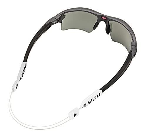 Luxe Performance Cable Strap Adjustable No Tail Sunglass Strap and Eyewear Retainer Holder for Your Sunglasses, Eyewear, Eyeglasses, or Prescription Glasses - 16 Inch, Luxe White/Black