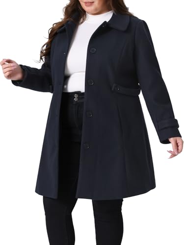 Agnes Orinda Plus Size Coats for Women Peter Pan Collar Cuff Single Breasted Trench Jacket Winter Long Coat2