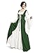 Mythic Renaissance Medieval Irish Costume Over Dress & Cream Chemise Set (S/M, Hunter Green)