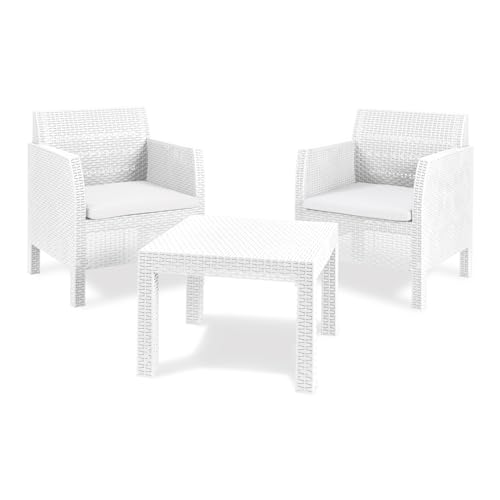 Toomax Matilde Salon de jardin 2 places, composé de 2 fauteuils et table basse, en polypropylène anti-UV, Art 116, blanc