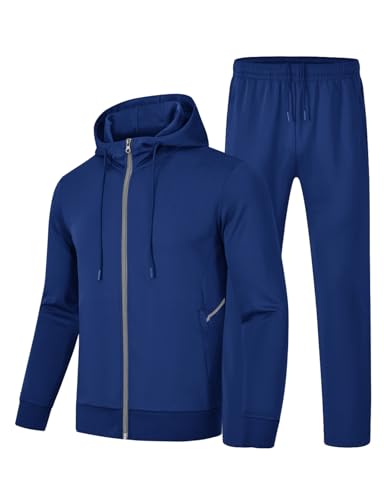 BASUDAM Men's Tracksuits Sweatsuits Set Hooded Sweat Track Suits Outfits for Men 2 Piece Warm Up Full Zip Sports Activewear