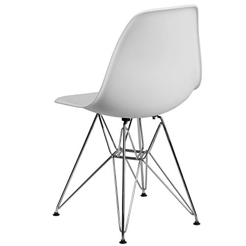 Flash Furniture Elon Series White Plastic Chair With Chrome Base #TOP4