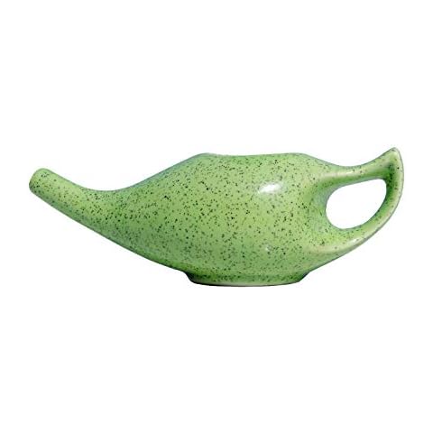 Porcelain Ceramic Neti Pot for Nasal Cleansing Freckle Pattern Green | Natural Treatment for Sinus, Infection and Congestion Cover