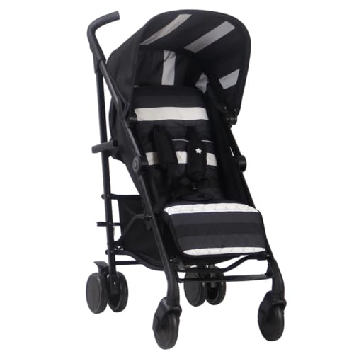 My Babiie MB51 LITE Stroller – from Birth to 4 Years (22kg), Lightweight, Umbrella Fold, Travel Buggy for Toddlers - Charcoal Stripes