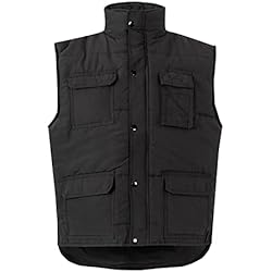 Ropa De Trabajo Negra VELILLA 108; Chaleco acolchado multibolsillos; Color Negro; Talla XL