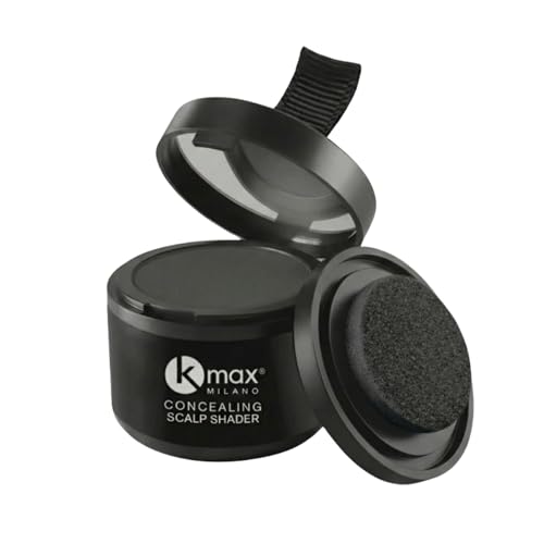 Kmax mini Scalp Shader polvere per capelli copre diradamento, calvizie e ricrescita, fondotinta per capelli effetto duraturo, mascara per capelli bianchi - Nero - Made in Italy