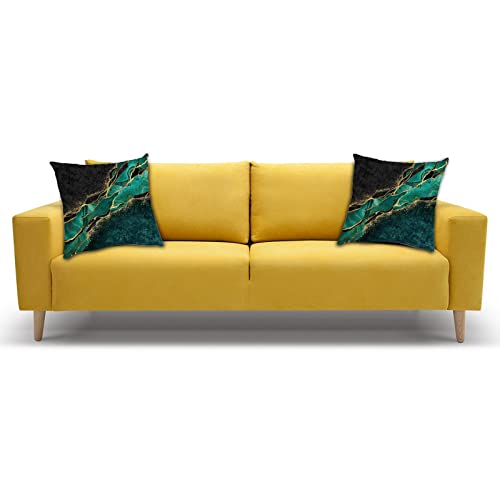 2 Pillowcases 20X20 Inch Marble Stone Gold Green Abstract St Patrick's Day Gold Square Throw Pillow Cover Protector Pillow Sham Case With Zipper Set Of 2 #TOP5