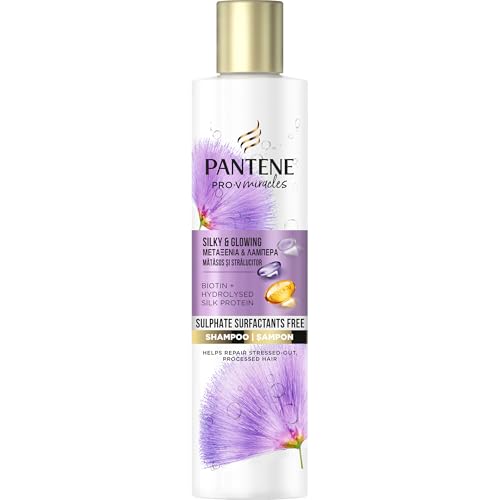 Pantene Pro-V Miracles Silky & Glowing Shampo 225ml, Sulfate Free with Biotin & Hydrolised Silk Protein