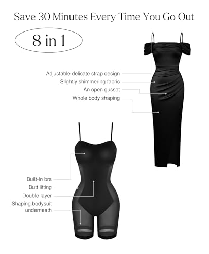 Popilush Womens Shapewear Maxi Dress Multi Way Wear Off The Shoulder Bodycon Long Cocktail Formal Dresses3