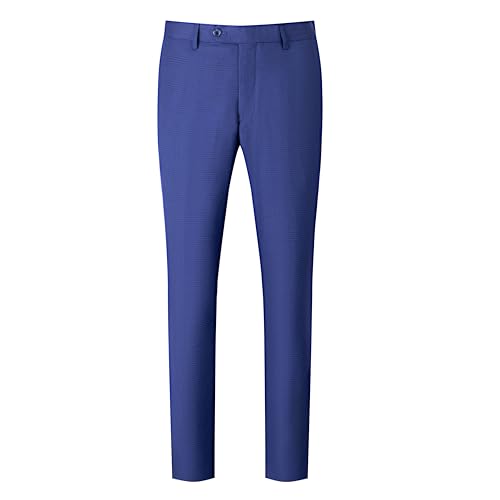 s Classic Dress Pants, Royal Blue, Button Closure Cropped Business Trousers
