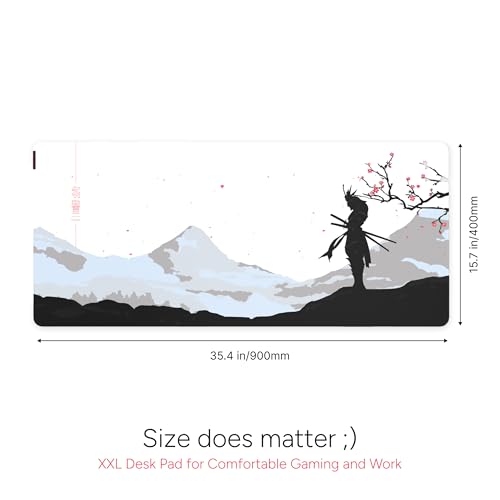 Vero Forza Japan Series “Samurai Cherry Blossom” (Limited Edition) Gaming Mouse Pad XXL 900mm x 400mm x 5mm, Water & Dust Resistant Desk Pad, Gaming & Work Desk Mat.