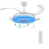 Amplia gama de aplicaciones: el diámetro del ventilador de techo es de 108 cm (48 cm cuando está plegado). Tiene cuchillas acrílicas retráctiles. Perfecto para habitaciones de hasta 25 m², incluyendo oficinas, salones y lofts.