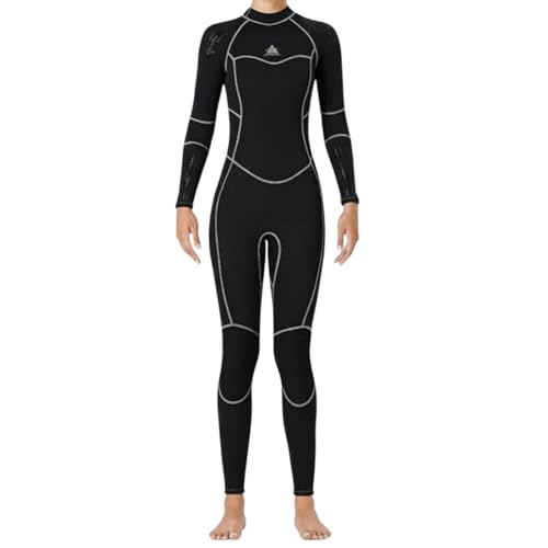 Tuta Triathlon Donna, Asciugatura Rapida, Snellente, Nuoto - Costume da Competizione- L 3mm Nero Donna