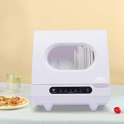 Automatic Dishwasher 360 Degree Spraying Water Deep Heating Cleaning Machine Portable Countertop Dishwasher Compact Dish Washing 5 Washing Programs Display Self-Cleaning for Small Apartments Dorms