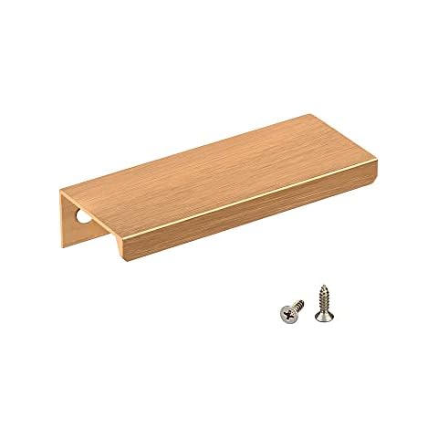 LIZAVO 80mm Brushed Golden Finger Edge Handle Pull Invisible Hidden Cabinet Pull (64mm Hole Center) 5 Pack, EPG8005 … Cover