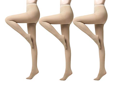 Yulaixuan para Mujer 3 Pares Pantimedias 120 Denier de Longitud Completa Reforzado Opaque Medias de Color Desnudo con Patas (3 Color de Piel) Cover