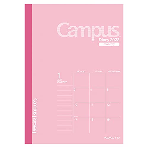 コクヨ キャンパスダイアリー 手帳 2022年 A5 マンスリーピンク ニ-CMP-A5-22 2021年 12月始まり