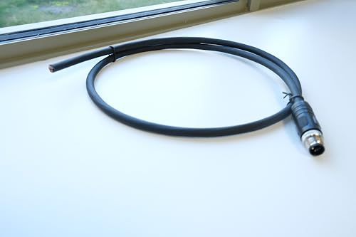 Cable M12 T-Code de 4 pines macho a extremo abierto de 1m para alimentacion industrial CC 3