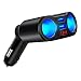 Zigarettenanzünder USB Ladegerät 4 in 1 Auto Ladegerät Auto Ladegerät Verteiler Adapter 2 Fach Steckdose 12V/ 24V mit LED- Licht Voltmeter Schalter Mini USB Adapter Steckdose für Handy GPS Tablet