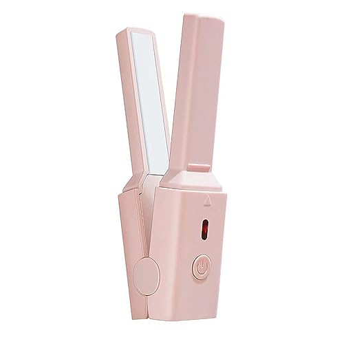 TARSHYRY Mini Rizador de Cabello Rizador Portátil USB Calefacción Rápida Herramienta de Cabello de Hierro Plano Dormitorio de Viajes (PINK)