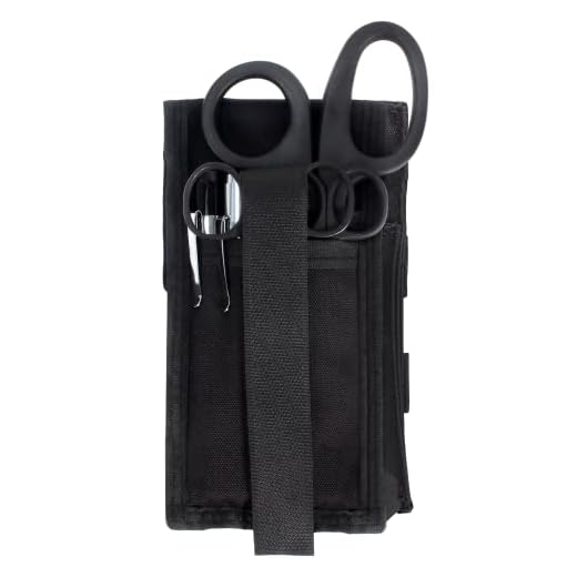 MediTac Premium First Aid Shears EMT Scissors Combo Pack (with Autoclavable 7-1/4" Titanium Bonded Shear) with Holster - Tactical Black