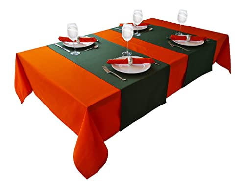 Hochwertige Tischdecke Tischwäsche aus 100% Baumwolle Kollektion Konzept, Farbe & Größe wählbar (Tischdecke - 150x350cm, Orange) – Ansicht 5