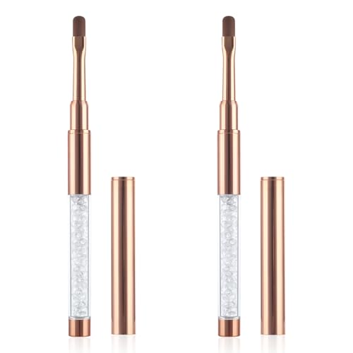 Piriuuo 2 pinceaux gel brosse avec couvercle accessoires ongles poignée diamant