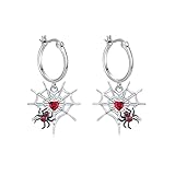 Spinne Ohrstecker 925 Sterling Silber Halloween Spinne Ohrringe Insekten Tiere Ohrringe Creolen Halloween Ohrringe Hypoallergene Schmuck Geschenke für Damen (Schwarz)